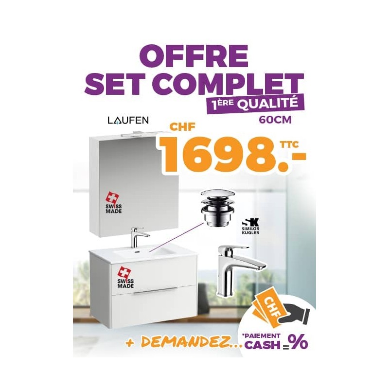 Offre set complet salle de bain - 1er qualité Laufen Base 60cm