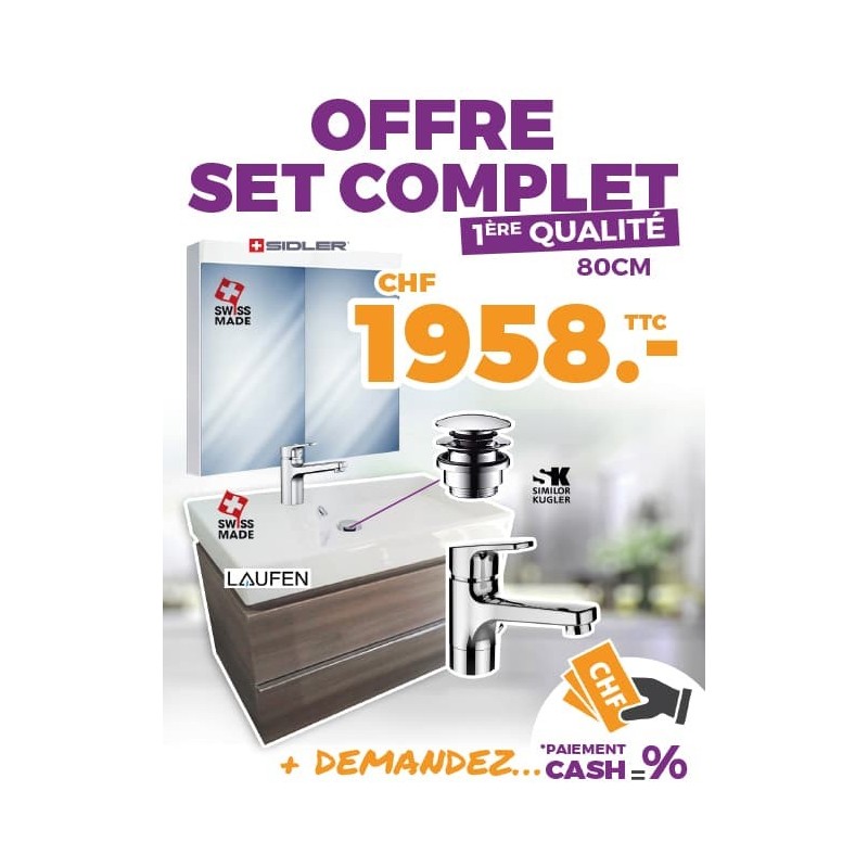 Offre set complet 1er qualité Laufen Base 80cm