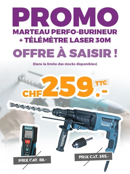 Promo marteau perfo-burineur + télémètre laser 30m  Exemplaire