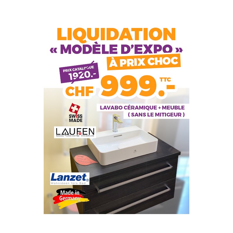 Liquidation modèle d'expo à prix choc : Lavabo céramique