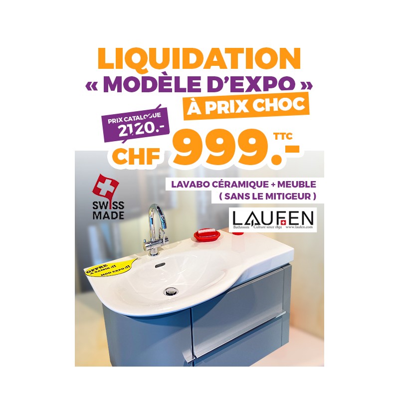 Liquidation modèle d'expo à prix choc : Lavabo céramique