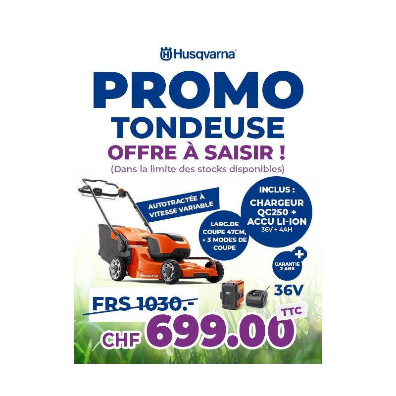 HUSQVARNA TONDEUSE LC347iVX AUTOTRACTEE 1X36V 4AH LI-ION SET ACTION