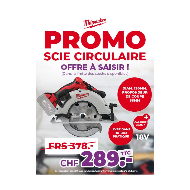 MILWAUKEE SCIE CIRCULAIRE M18 BLCS66-0X PR 18V SUPER ACTION