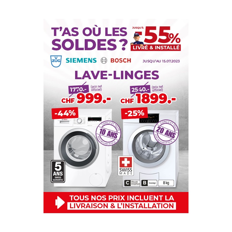 Top soldes sur les laves-linges Juin-juillet  2023